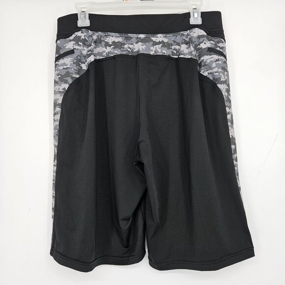 Hylete Shorts Mens Large Black Digital Camo Above Knee Athletic Elastic Waist - Picture 8 of 12